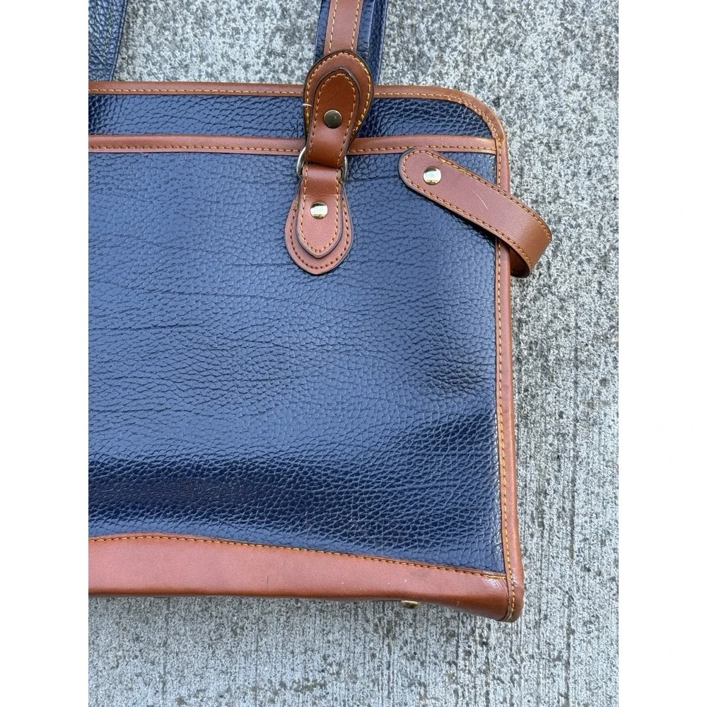 Beautiful Dooney & Bourke Navy Pebbled Leather Shoulder Satchel Briefcase